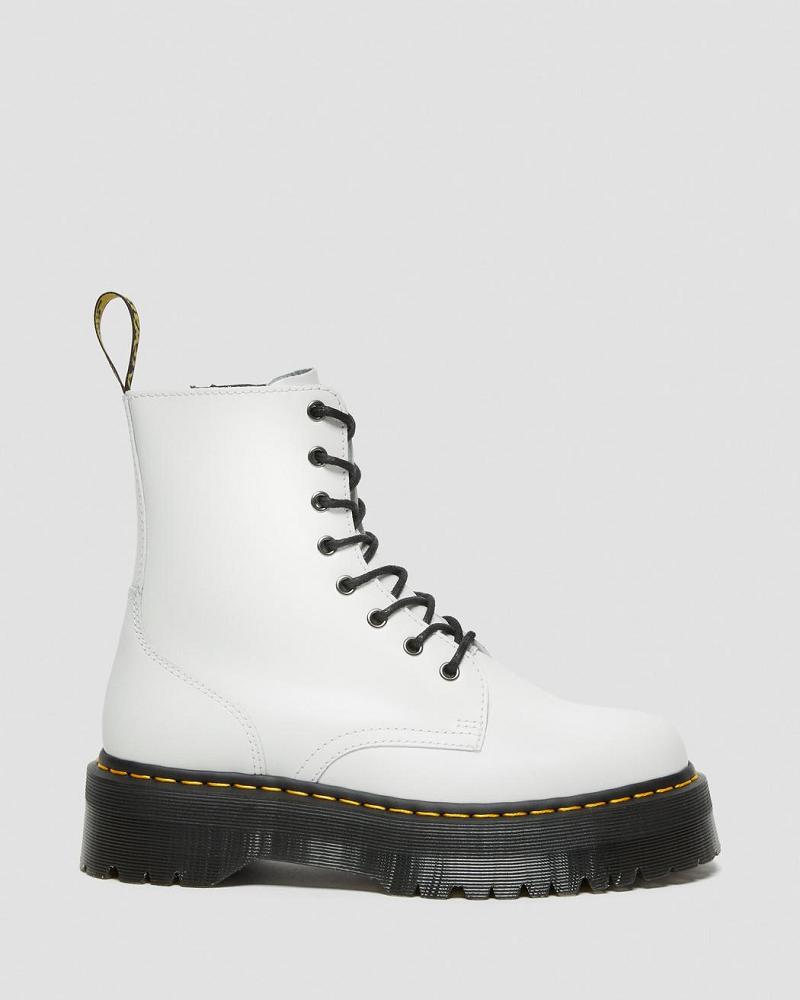 Men's Dr Martens Jadon Smooth Leather Platform Boots White | AU 561BEX